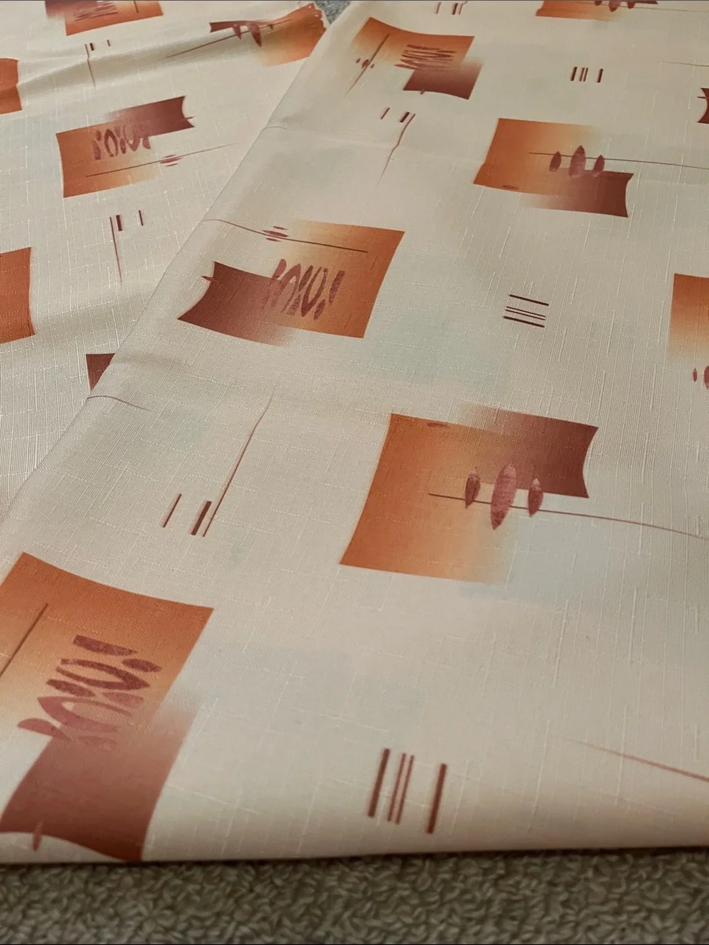 Printed Peach & Cream Polish Handmade Tablecloth with Decorative Edge